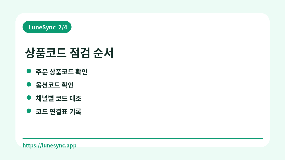 상품코드 점검 순서
